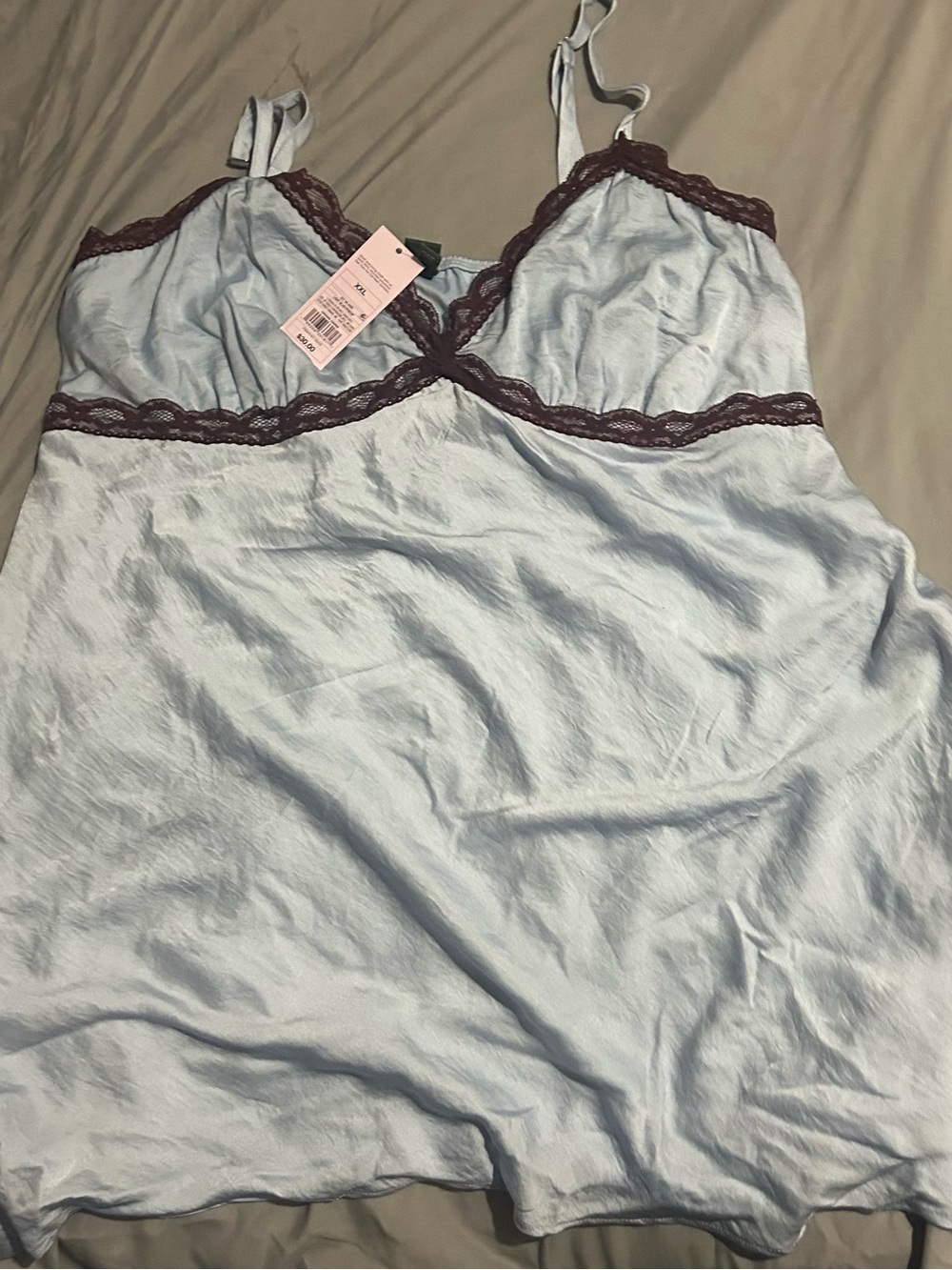 Light Blue Lace-Trim Chemise dress